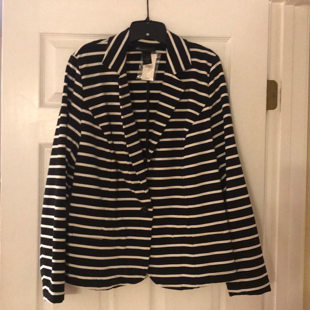 Black/White Stripe Cotton Blazer